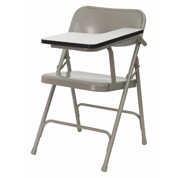 Round Metal Tablet Arm Chair, Left Hand, Beige, 18.5