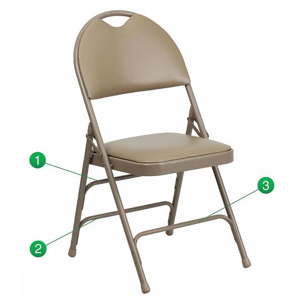 Fldng Chair w/Easy Carry Hnldl, Beige Vnl