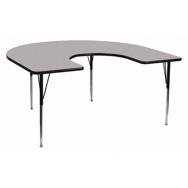 Horseshoe Activity Table, 60 X 66 X 30.125, Chrome, Laminate, Particleboard, Steel Top, Grey