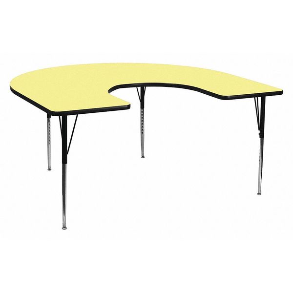 Horseshoe Activity Table, 60 X 66 X 30.125, Chrome, Laminate, Particleboard, Steel Top, Yellow
