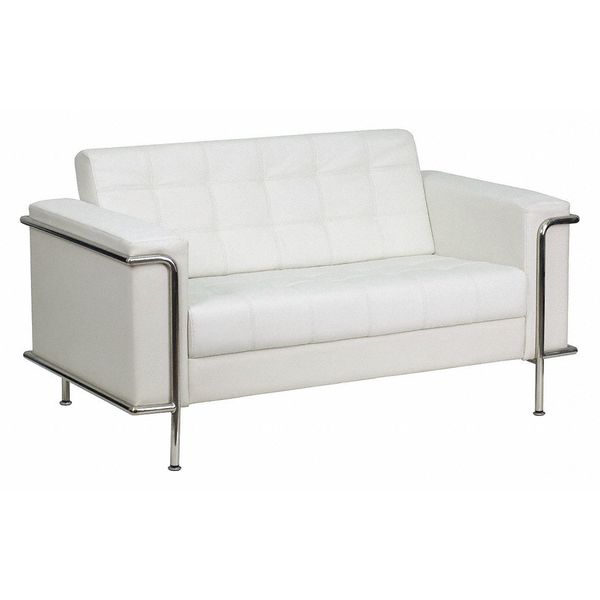 White LeatherSoft Double Stitch Detail Loveseat