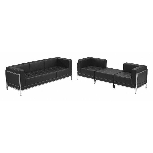4 pcs. Black Leather Reception Set, Imagination Series