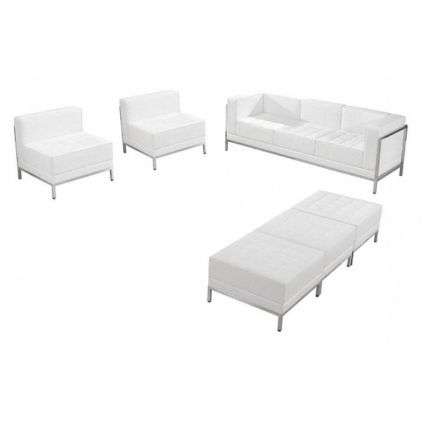 6 pcs. Living Room Set, Upholstery Color: White