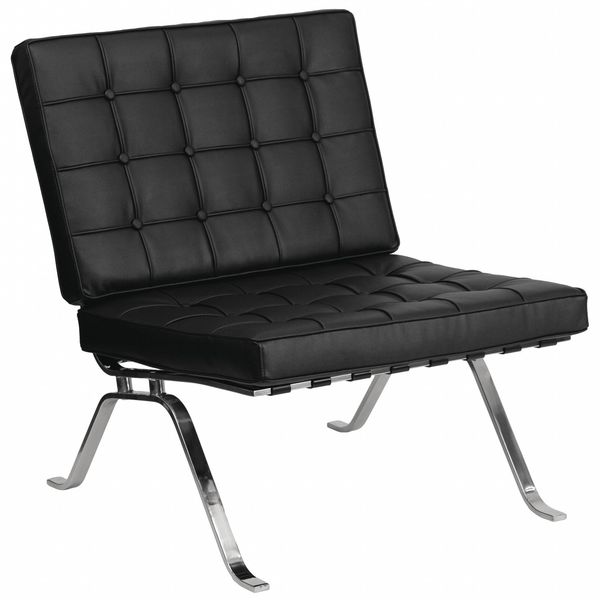 Leather Lounge Chair, Flash Series, Blk, 32