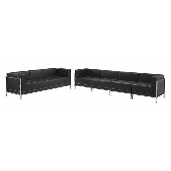 5 pcs. Black Leather Reception Set, Imagination Series, Frame Material: Stainless Steel