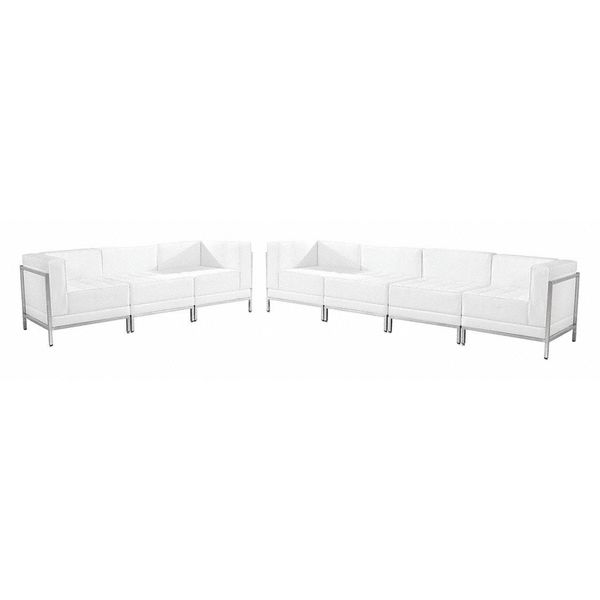 5 pcs. White Leather Reception Set, Imagination Series, Overall Height: 27-1/4