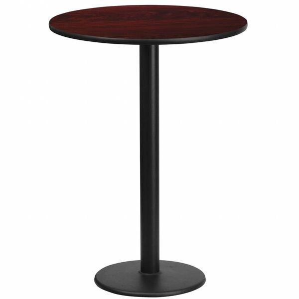 Round Mahogany Laminate Table w/Rnd Base, 24