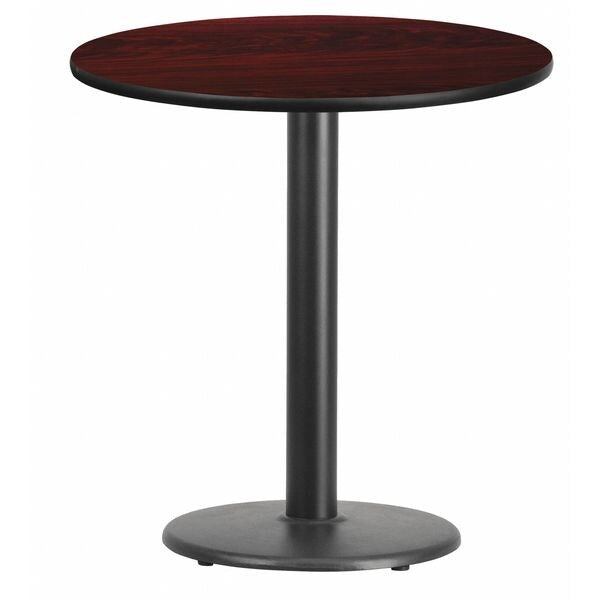 Round Mahogany Laminate Table w/Rnd Base, 24