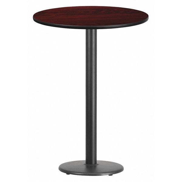Round Mahogany Laminate Table w/Rnd Base, 30