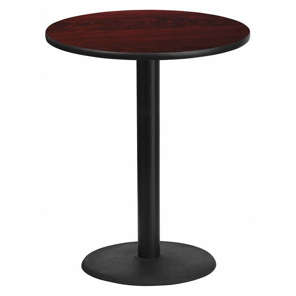 Round Mahogany Laminate Table w/Rnd Base, 36