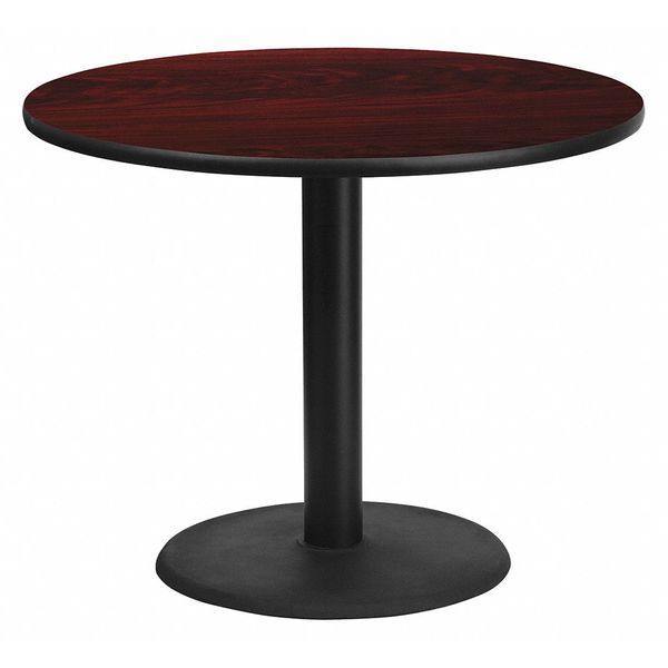 Round Mahogany Laminate Table w/Rnd Base, 36