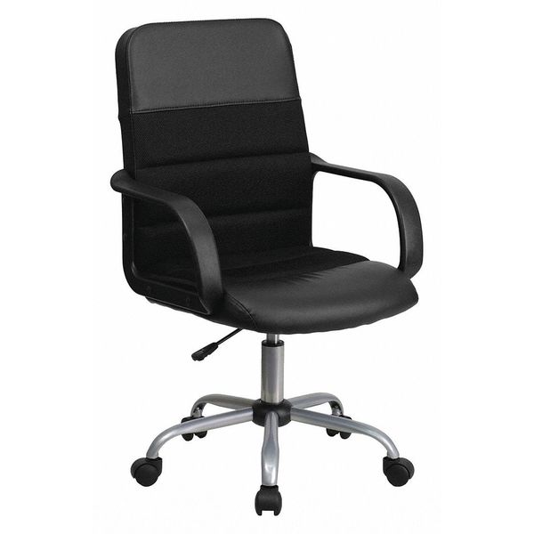 Leather Contemporary Chair, 17-1/2