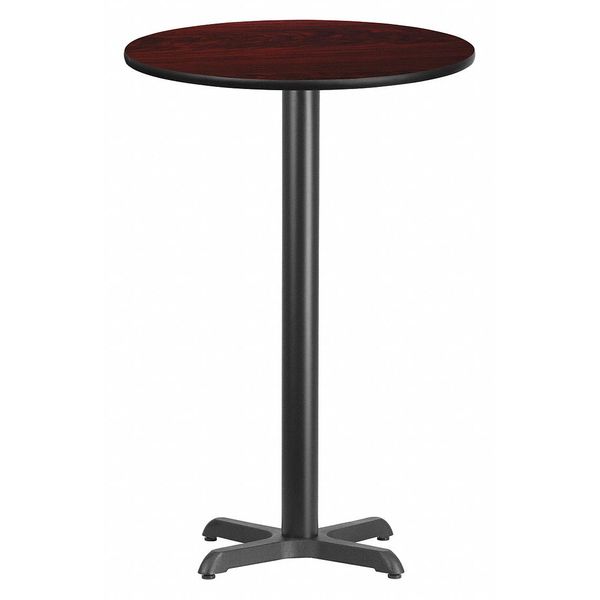 Round Mahogany Laminate Table w/Rnd Base, 24