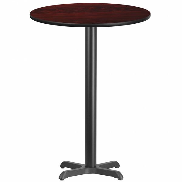 Round Mahogany Laminate Table w/Rnd Base, 30