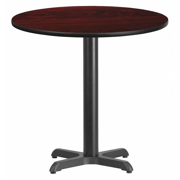 Round Mahogany Laminate Table w/Rnd Base, 30