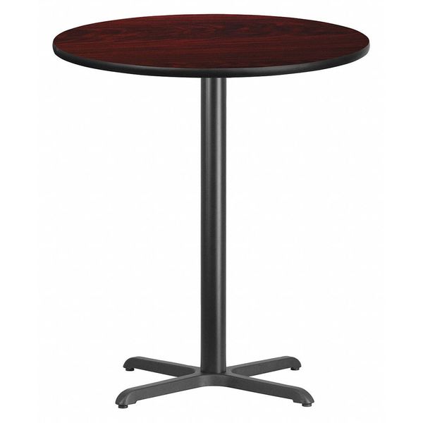 Round Mahogany Laminate Table w/Rnd Base, 36