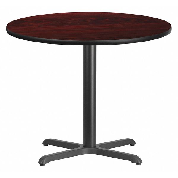 Round Mahogany Laminate Table w/Rnd Base, 36