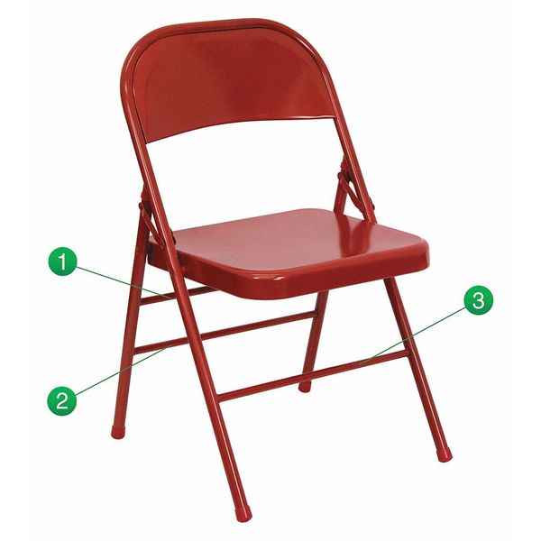 Metal Folding Chair, Red
