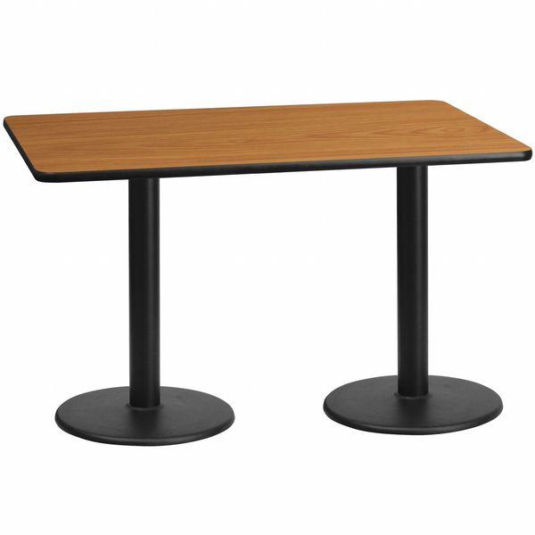 Rectangle Natr Lam Table, Rctngl w/Rnd Base, 30