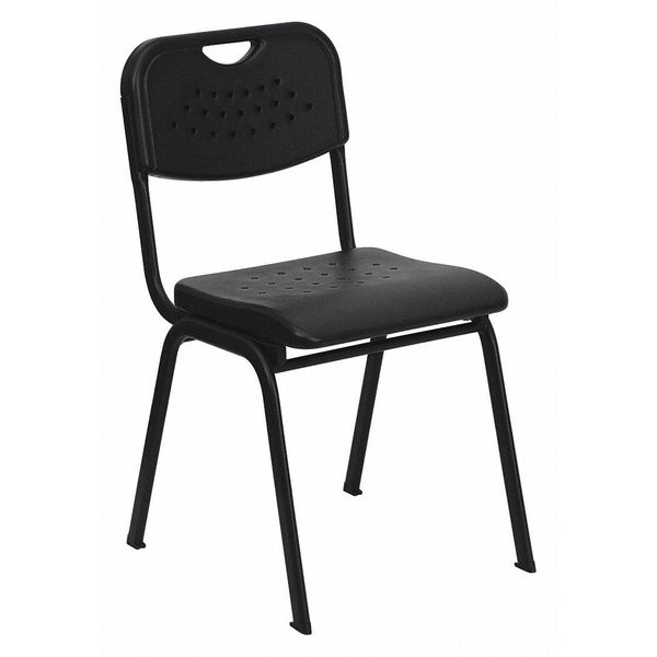 Stack Chair, Plastic, Black, 400 lb. Capcty