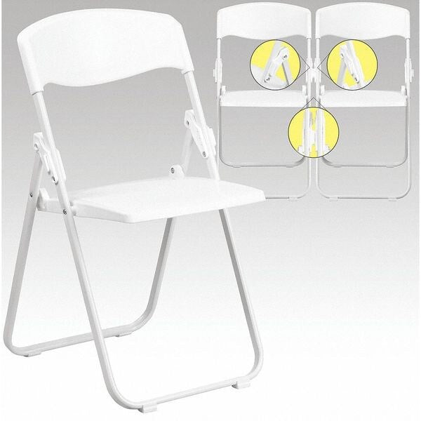 Folding Chair, Plastic, Heavy Duty, White