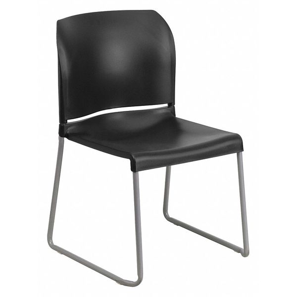 Black Plastic Sled Stack Chair