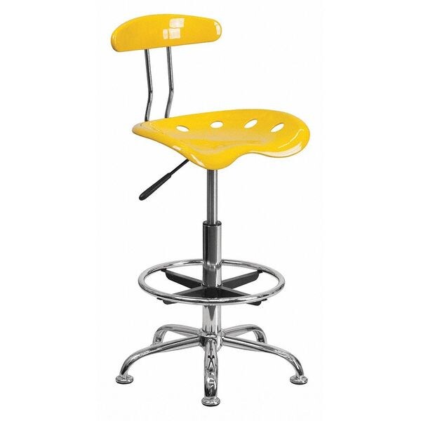 Tractor Stool w/Back, Orange/Yellow
