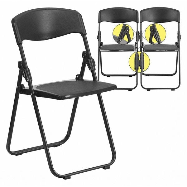 Folding Chair, Plastic, Heavy Duty, Black