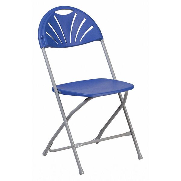 Folding Chair, Plastic, Fan Back, Blue