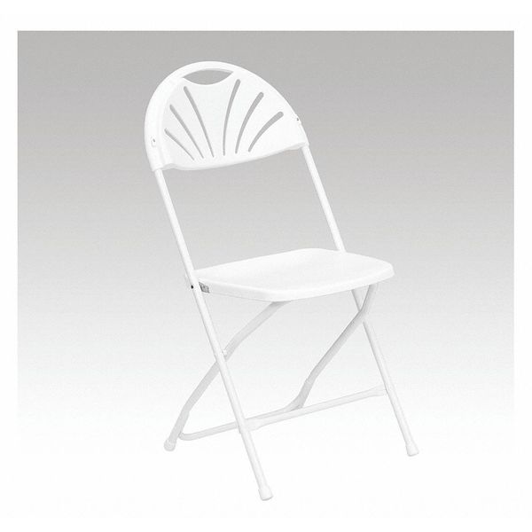 Folding Chair, Plastic, Fan Back, White