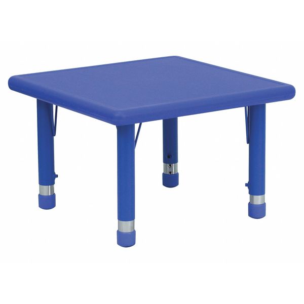 Square Activity Table, 24 X 24 X 23.75, Plastic, Steel Top, Blue
