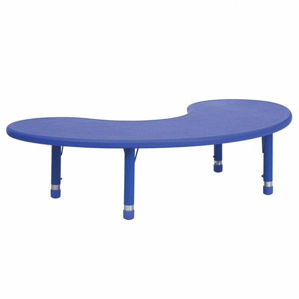 Kidney Activity Table, 35 X 65 X 23.75, Plastic, Steel Top, Blue