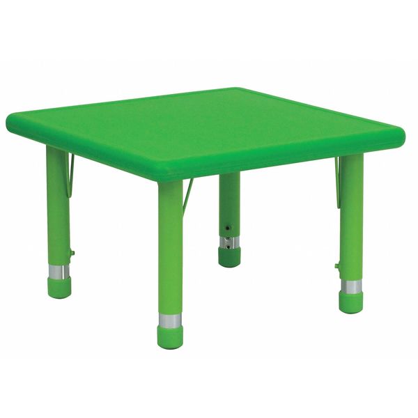 Square Activity Table, 24 X 24 X 23.75, Plastic, Steel Top, Green