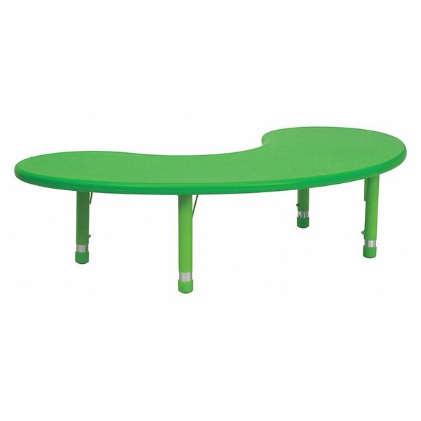 Kidney Activity Table, 35 X 65 X 23.75, Plastic, Steel Top, Green