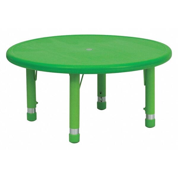 Round Activity Table, 33 X 33 X 23.75, Plastic, Steel Top, Green