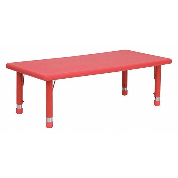 Rectangle Activity Table, 24 X 48 X 23.75, Plastic, Steel Top, Red