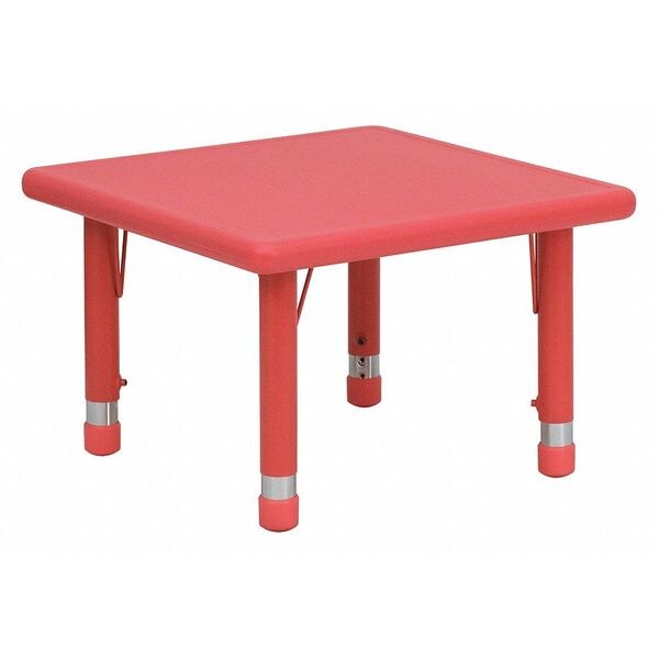 Square Activity Table, 24 X 24 X 23.75, Plastic, Steel Top, Red