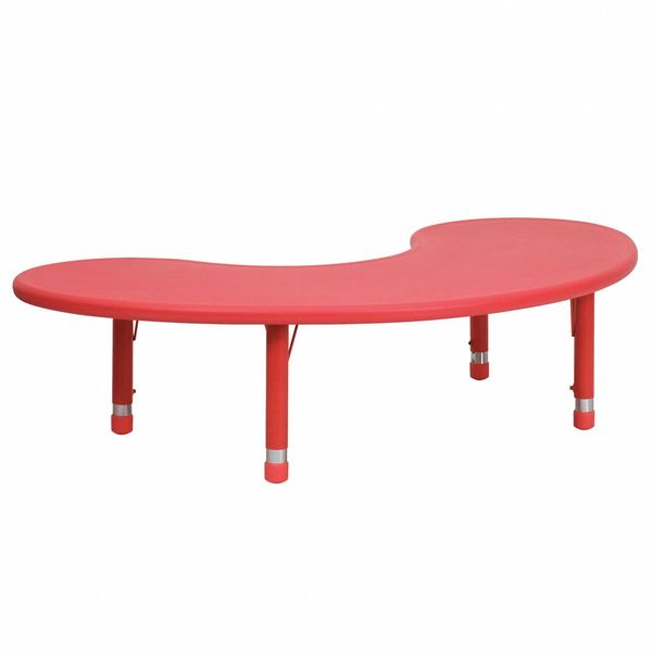 Kidney Activity Table, 35 X 65 X 23.75, Plastic, Steel Top, Red