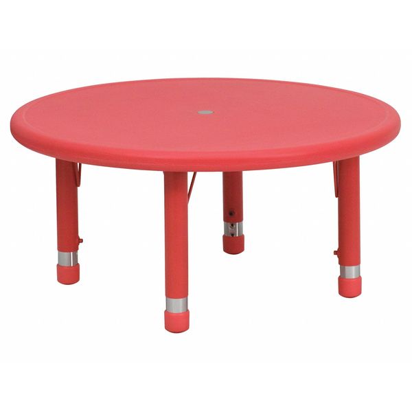 Round Activity Table, 33 X 33 X 23.75, Plastic, Steel Top, Red