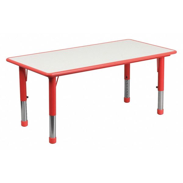 Rectangle Activity Table, 23.625 X 47.25 X 23.5, Plastic, Steel Top, Red