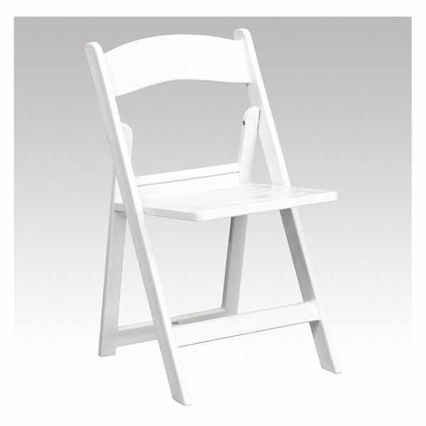 Resin Folding Chair w/Slatted Seat, Wht