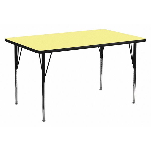 Rectangle Activity Table, 30 X 72 X 30.125, Chrome, Laminate, Particleboard, Steel Top, Yellow