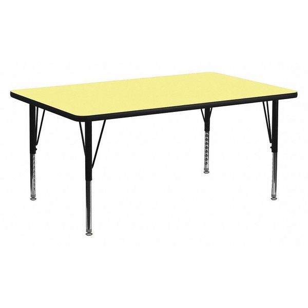 Rectangle Activity Table, 30 X 72 X 25.125, Chrome, Laminate, Particleboard, Steel Top, Yellow
