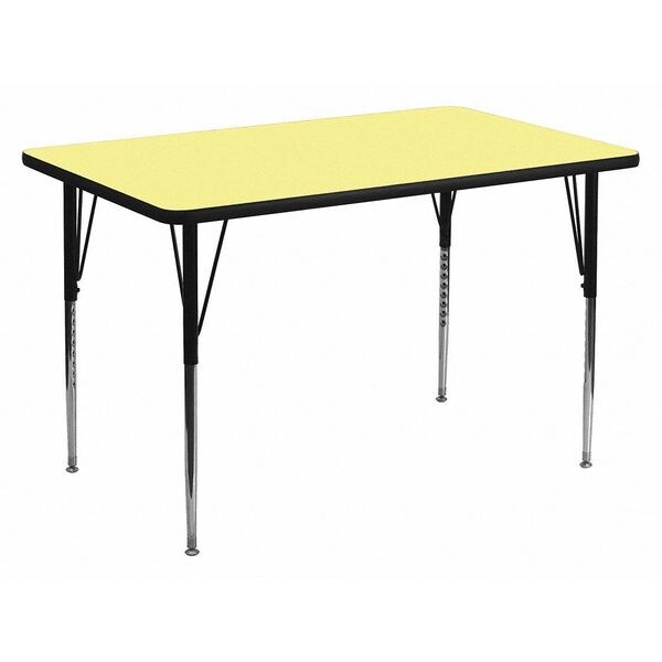 Rectangle Activity Table, 30 X 48 X 30.125, Chrome, Laminate, Particleboard, Steel Top, Yellow