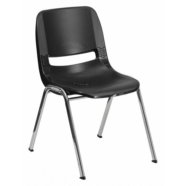 Stack Chair, Chrome Frame, Black, 14
