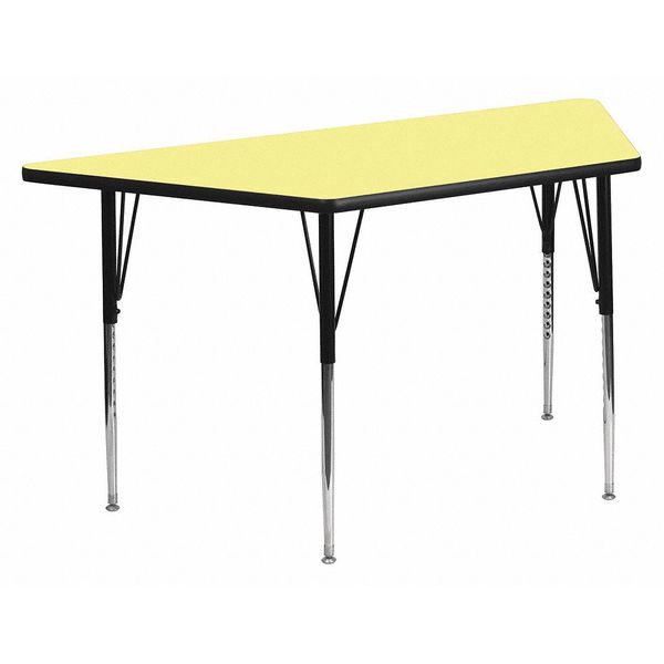 Trapezoid Activity Table, 29 X 57 X 30.125, Chrome, Laminate, Particleboard, Steel Top, Yellow