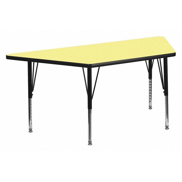 Trapezoid Activity Table, 29 X 57 X 25.125, Chrome, Laminate, Particleboard, Steel Top, Yellow