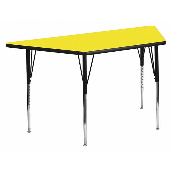 Trapezoid Activity Table, 22.5 X 45 X 30.25, Chrome, Laminate, Particleboard, Steel Top, Yellow