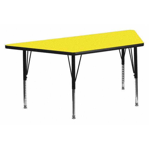 Trapezoid Activity Table, 22.5 X 45 X 25.25, Chrome, Laminate, Particleboard, Steel Top, Yellow