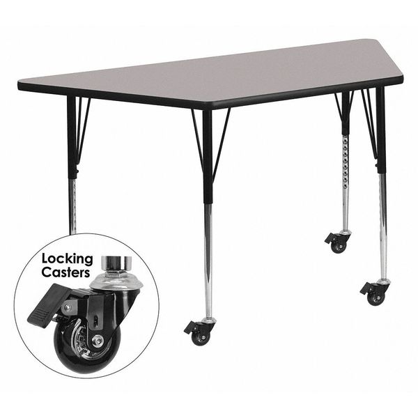 Trapezoid Activity Table, 22.5 X 45 X 30.5, Chrome, Laminate, Particleboard, Steel Top, Grey